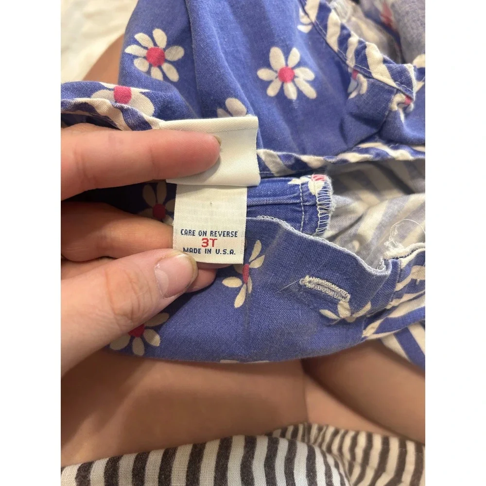 Vintage OshKosh Bgosh‎ 3T Blue Floral Striped Bubble Romper Made in USA 90s